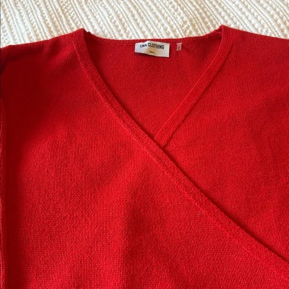 LNA Bright Red V-Neck Crossover Sweater - Picture 3 of 3